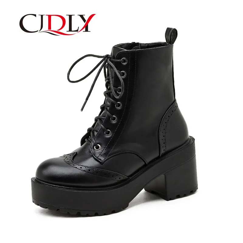 CJDLY 2020 British style Punk Rivets Platform Boots Women Lace Up Fashion Zipper Thick high heels For Model Party Black 35-40 
CJDLY 2020 British style Punk Rivets Platform Boots Women Lace Up Fashion Zipper Thick high heels For Model Party Black 35-40