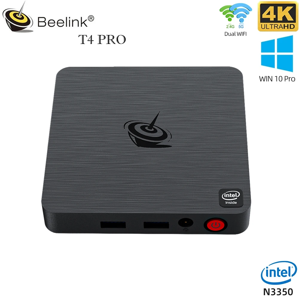 Beelink T4 PRO Intel N3350 Windows10 Mini PC BT4.0 1000M Lan 2*HD-MI Dual Display Office Computer Windows 10 Desktop HTPC
Beelink T4 PRO Intel N3350 Windows10 Mini PC BT4.0 1000M Lan 2*HD-MI Dual Display Office Computer Windows 10 Desktop HTPC