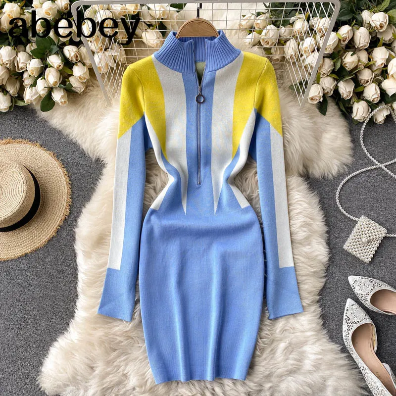 Autumn Winter Women Knitted Sweater Dress 2021 New Europe Style Zipper Collar Long Sleeve Casual Dress Bodycon Jumper
Autumn Winter Women Knitted Sweater Dress 2021 New Europe Style Zipper Collar Long Sleeve Casual Dress Bodycon Jumper
