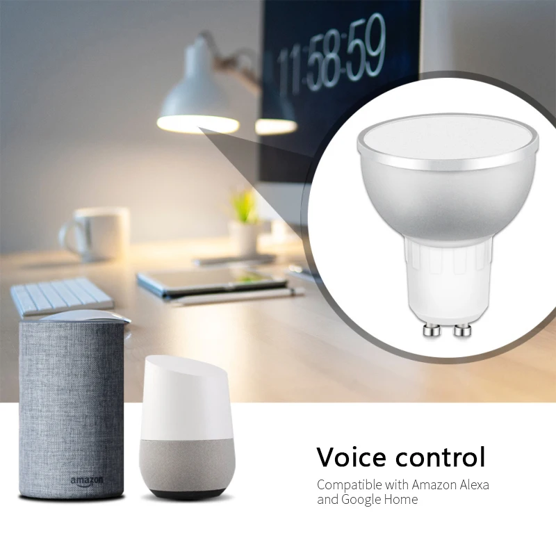 Умная Светодиодная лампа Tuya GU10 Zigbee 3 0 5 Вт RGBCW светильник работает с Alexa Echo Plus Google