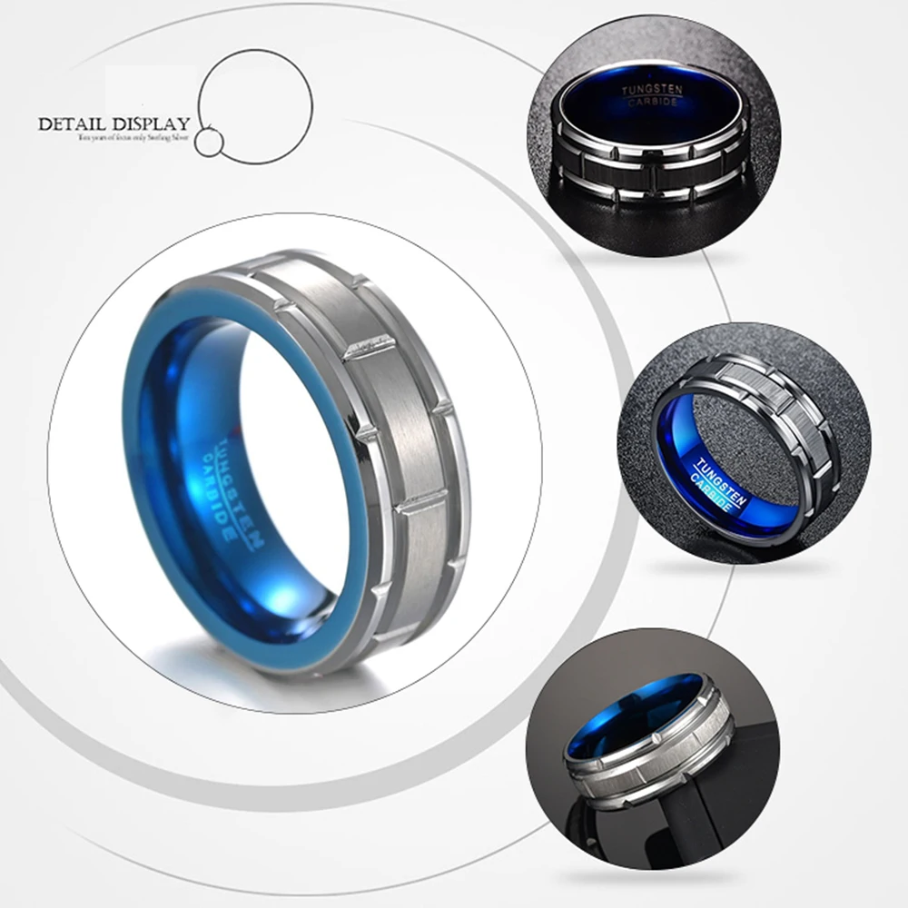 Men's 8mm Tungsten Carbide Blue Tungsten Steel Wedding Ring Comfortable Fashion Simple Retro Jewelry 
Men's 8mm Tungsten Carbide Blue Tungsten Steel Wedding Ring Comfortable Fashion Simple Retro Jewelry