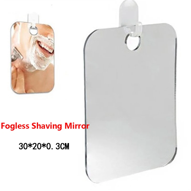 

Acrylic Anti Fog Shower Mirror Bathroom Fogless Fog Free Mirror Washroom Travel For Man Shaving Mirror 20*30cm Portable Tools