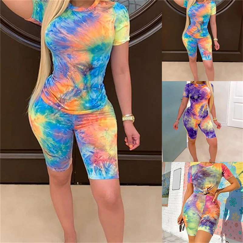 Women Print 2 Pieces Sets Tracksuits Short Sleeve T-shirt Shorts Suit Night Fitness Sporty Outfits
Women Print 2 Pieces Sets Tracksuits Short Sleeve T-shirt Shorts Suit Night Fitness Sporty Outfits