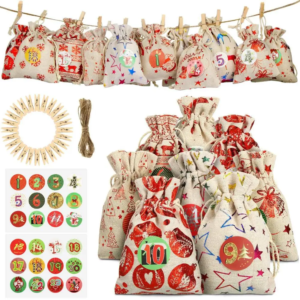 Christmas Advent Calendar Candy Bags with Stickers Hanging Christmas Calendar Merry Christmas Decorations For Home New Year 2021
Christmas Advent Calendar Candy Bags with Stickers Hanging Christmas Calendar Merry Christmas Decorations For Home New Year 2021