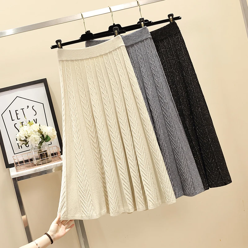 Plus size autumn winter high waist knitted skirt mid-length A-line large swing skirt elegant saia midi Skirts womens
Plus size autumn winter high waist knitted skirt mid-length A-line large swing skirt elegant saia midi Skirts womens