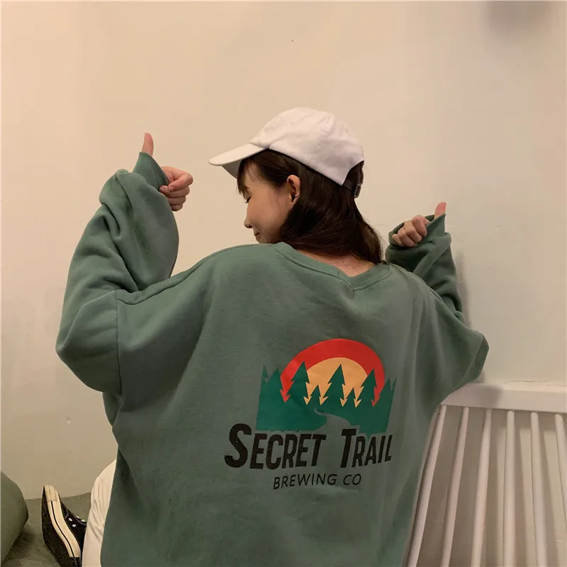 Женская толстовка с длинным рукавом, свободного покроя, в Корейском стиле
Женская толстовка с длинным рукавом, свободного покроя, в Корейском стиле