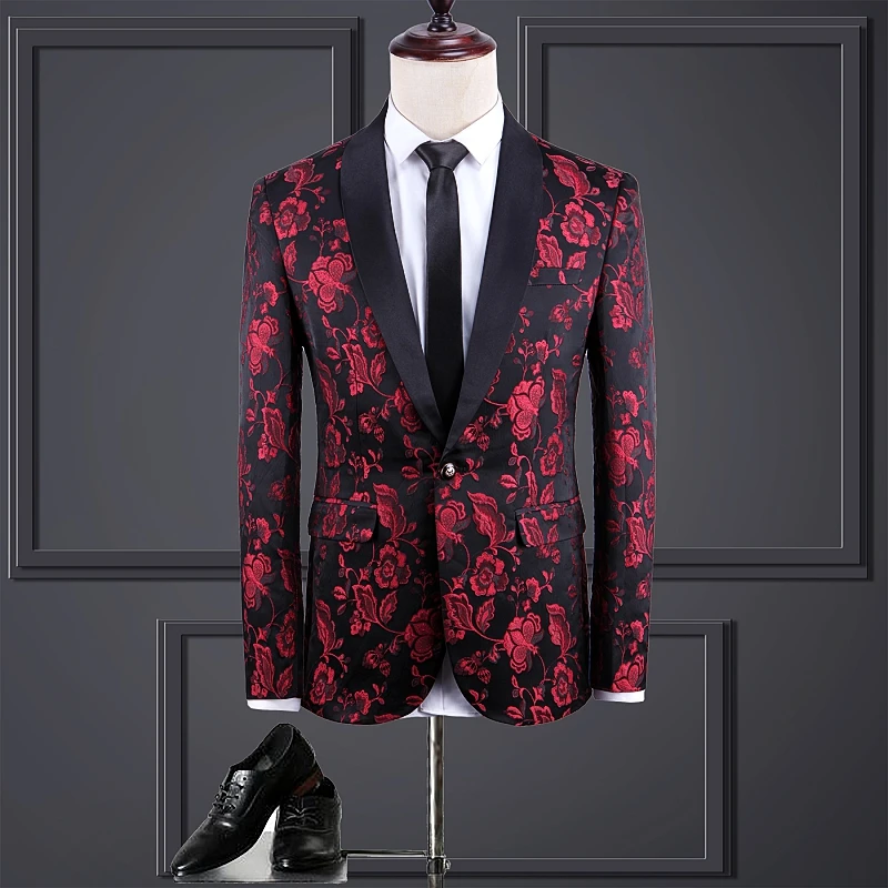 2020 Slim Fit Blazer Male Rose Printing Blazer Jacket Party Club Host Men's Sylish Blazer Oversized Elegent Groom Wedding Blazer
2020 Slim Fit Blazer Male Rose Printing Blazer Jacket Party Club Host Men's Sylish Blazer Oversized Elegent Groom Wedding Blazer