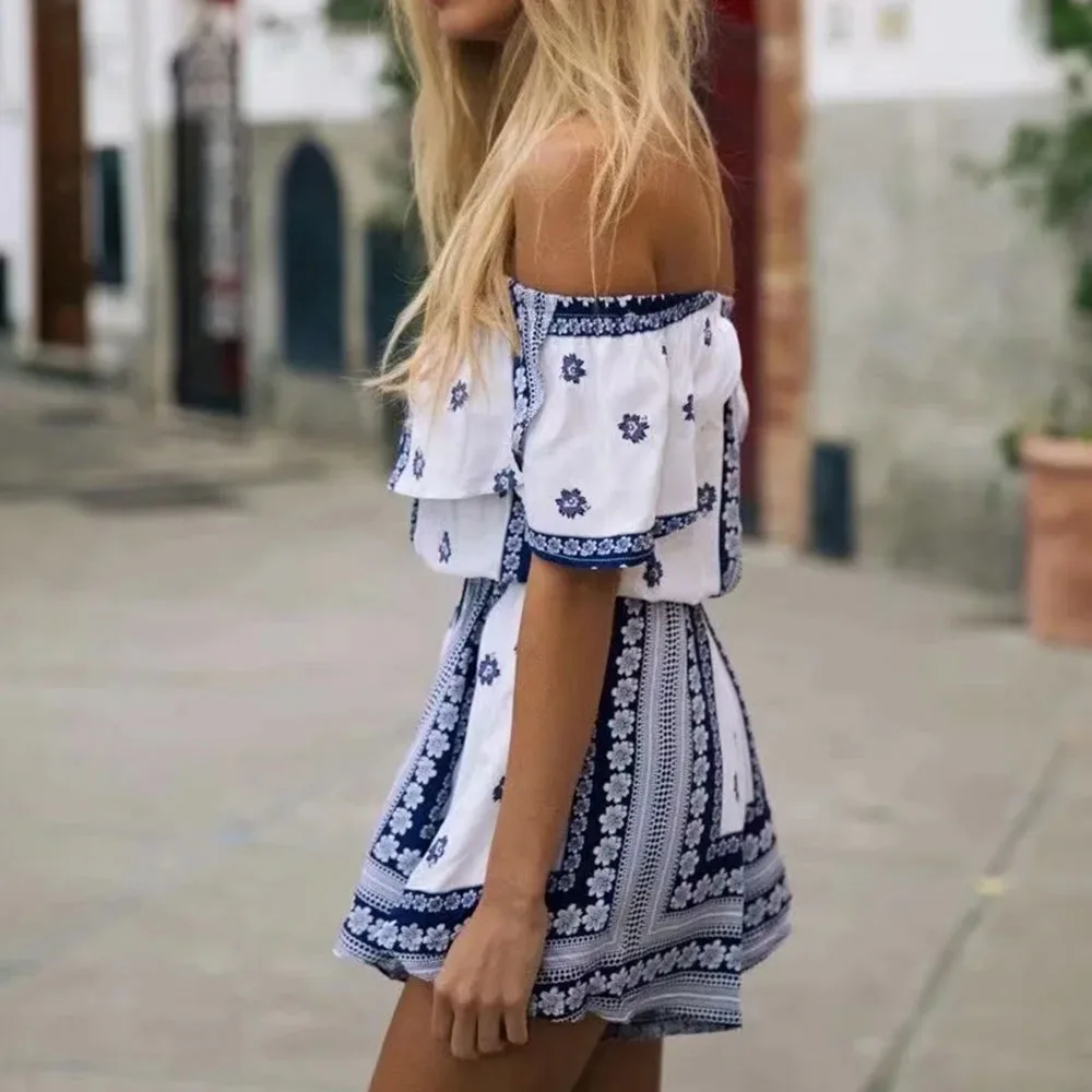 Summer Women Casual Slash Neck Draw String Bodysuits Ladies Sexy Chiffon Playsuits Female Print Backless Bohemian Jumpsuits
Summer Women Casual Slash Neck Draw String Bodysuits Ladies Sexy Chiffon Playsuits Female Print Backless Bohemian Jumpsuits