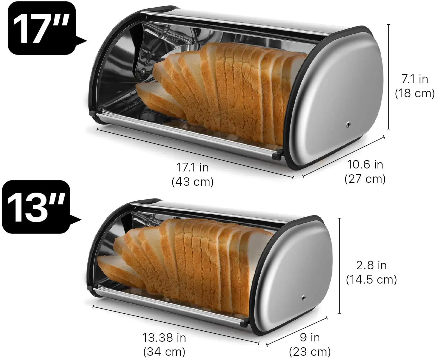 Stainless Steel Bread Box Holder Metal Roll Up Top Lid Bread Container Storage Keeper for Homemade Cake Buns Loaves Pastries
Stainless Steel Bread Box Holder Metal Roll Up Top Lid Bread Container Storage Keeper for Homemade Cake Buns Loaves Pastries