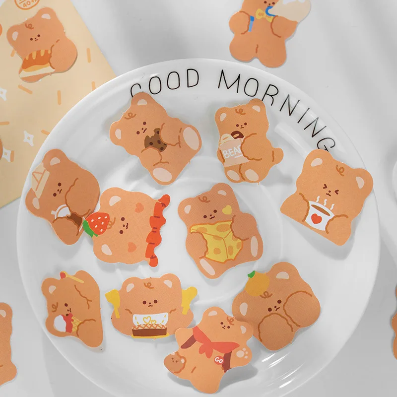 40 шт./упак. милые наклейки "медведь" дорожный дневник декоративные Kawaii