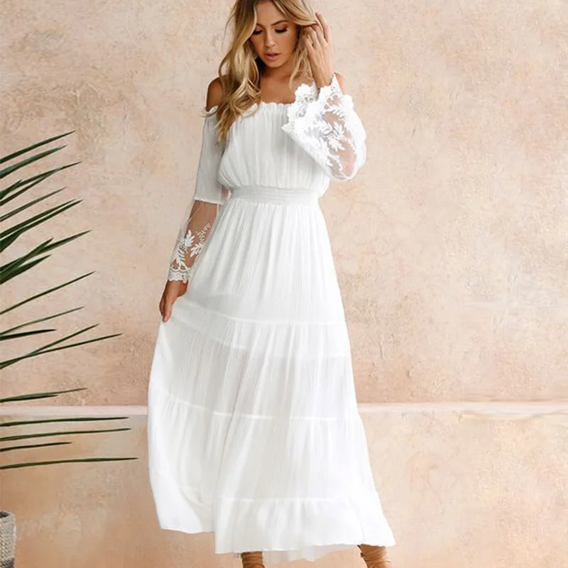 Fanco Summer Sundress Women White Beach Strapless Long Sleeve Loose Sexy Off Shoulder Lace Boho Cotton Maxi Dress
Fanco Summer Sundress Women White Beach Strapless Long Sleeve Loose Sexy Off Shoulder Lace Boho Cotton Maxi Dress