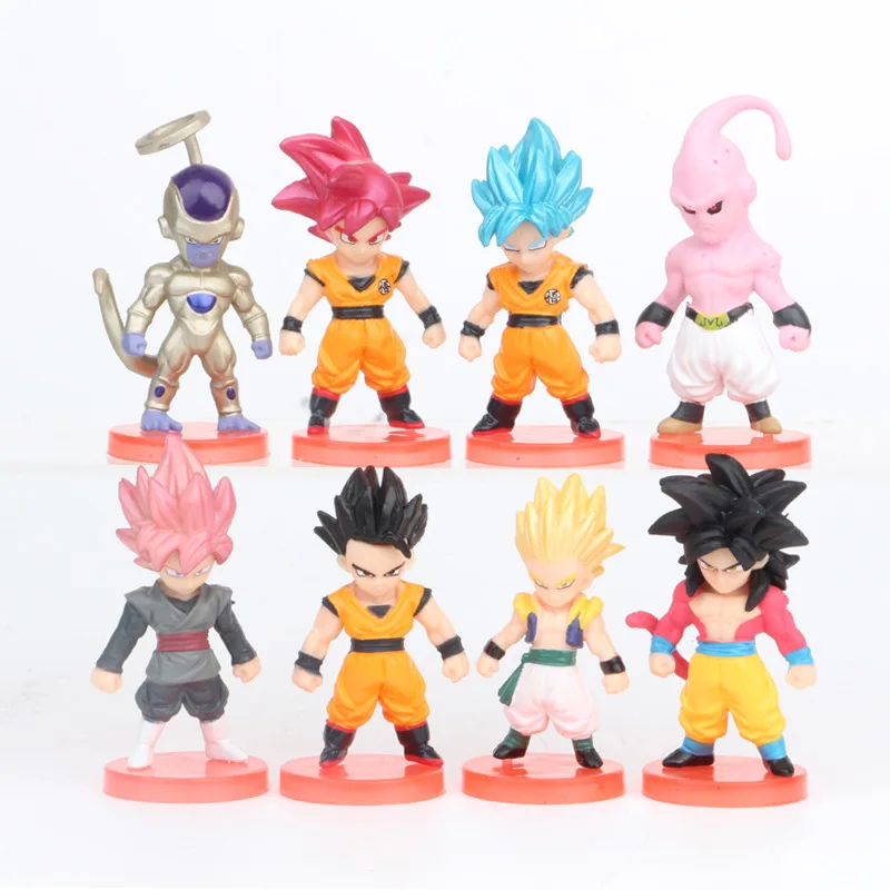 8 шт./компл. 7 см Фигурки героев аниме Dragon Ball Son Goku игрушки с красной основой Saiyan Vegeta