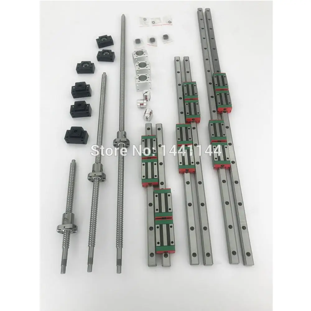 

6 sets HGR20 - 500/1500/2500mm linear guide rail + SFU1605 ballscrew +SFU2005+BK/BF12+BK/BF15+Coupling+Nut housing for cnc parts