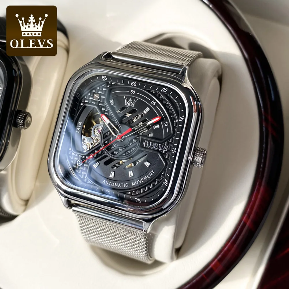 OLEVS Top Brand Luxury Automatic Watches Casual Mesh Steel Strap Watch for Men Square Skeleton Men Mechanical Wristwatches
OLEVS Top Brand Luxury Automatic Watches Casual Mesh Steel Strap Watch for Men Square Skeleton Men Mechanical Wristwatches