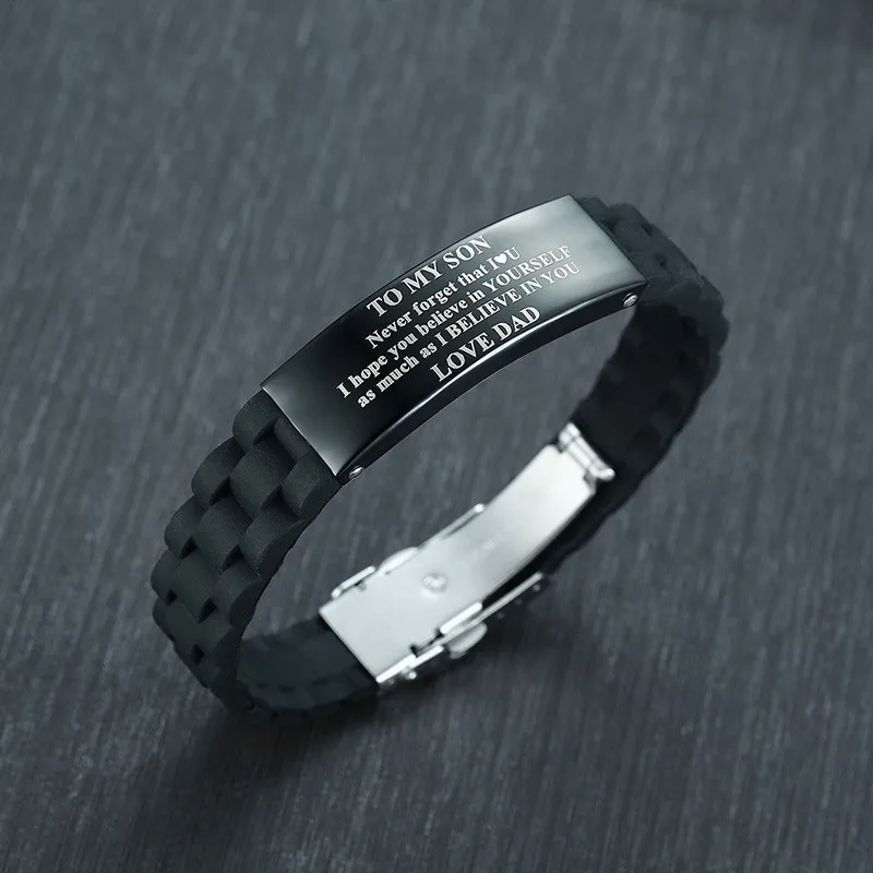 Inspirational Bracelets Stainless Steel Silicone Engraved Personalized Gifts To My Son To My Daughter Husband Gifts
Inspirational Bracelets Stainless Steel Silicone Engraved Personalized Gifts To My Son To My Daughter Husband Gifts