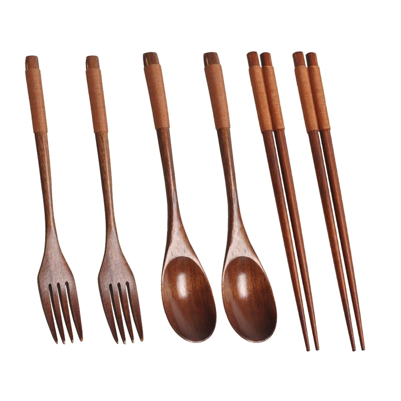 Wooden Flatware Set, Eco Friendly Portable Set Spoon Fork Chopsticks Tableware Dinnerware With Khaki Twining Thread
Wooden Flatware Set, Eco Friendly Portable Set Spoon Fork Chopsticks Tableware Dinnerware With Khaki Twining Thread