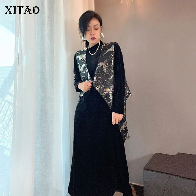 XITAO Black Velvet Dress Vintage Embroidery Jacquard Two-piece Vest 2021 Autumn Winter New Temperament All-match Women JL0010
XITAO Black Velvet Dress Vintage Embroidery Jacquard Two-piece Vest 2021 Autumn Winter New Temperament All-match Women JL0010