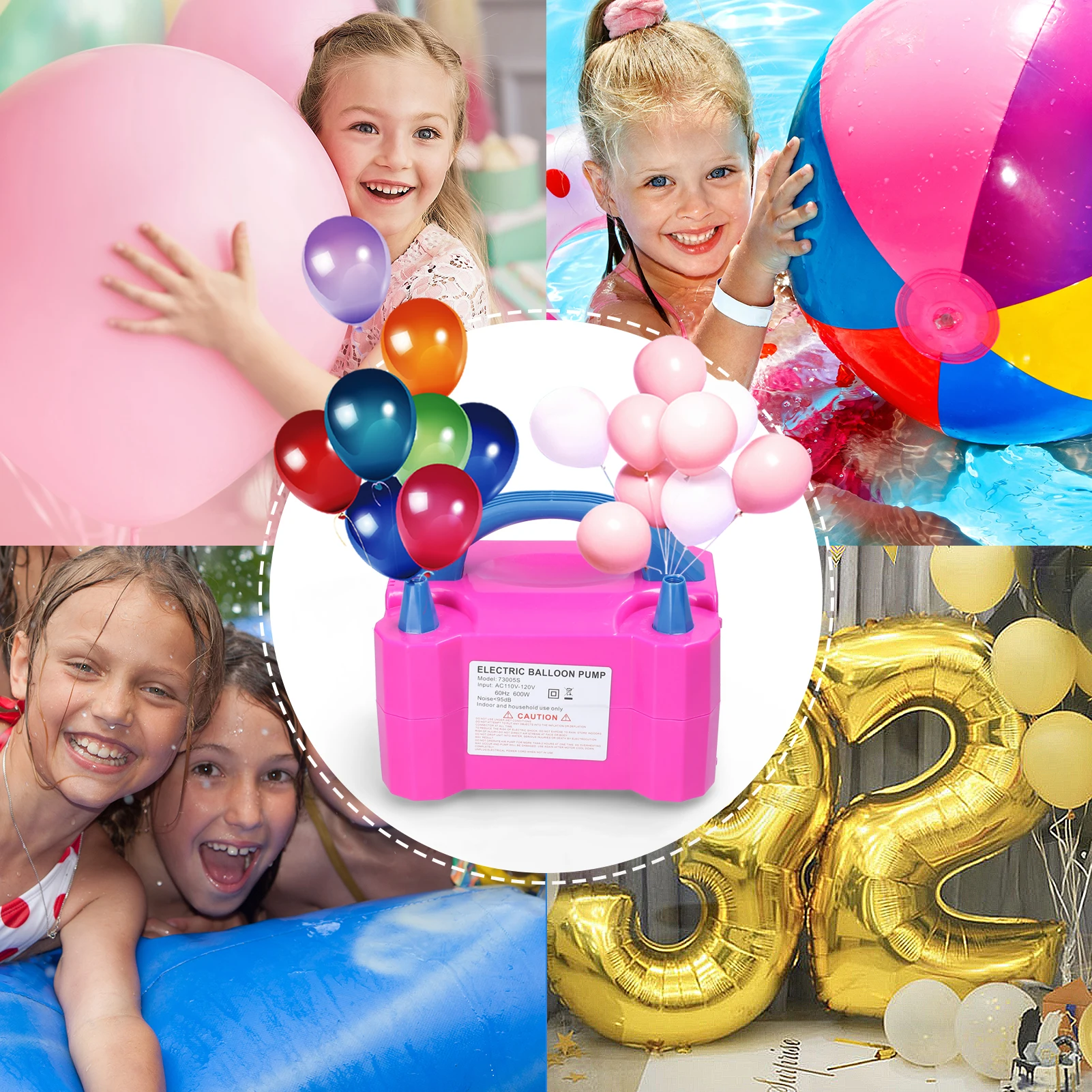 600W Electric Balloon Pump Inflator Dual Nozzle Balloon Pump Continuous Push-on Mode Balloon Inflating Tool for Birthday Party
600W Electric Balloon Pump Inflator Dual Nozzle Balloon Pump Continuous Push-on Mode Balloon Inflating Tool for Birthday Party