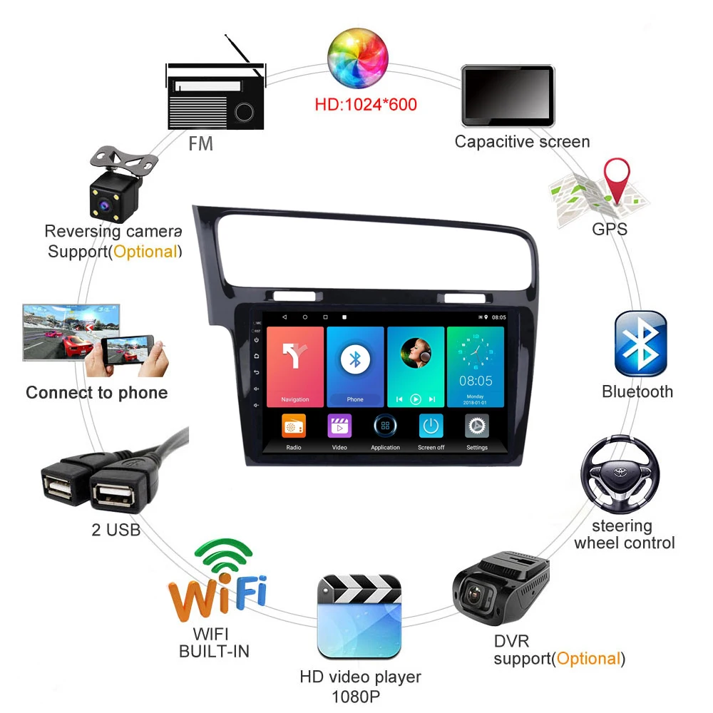 For Volkswagen Golf 7 2014 -2018 10.1" Android 10 AM/FM RDS DSP 2 Din Car Radio WIFI GPS Navigation Stereo Multimedia Player
For Volkswagen Golf 7 2014 -2018 10.1" Android 10 AM/FM RDS DSP 2 Din Car Radio WIFI GPS Navigation Stereo Multimedia Player