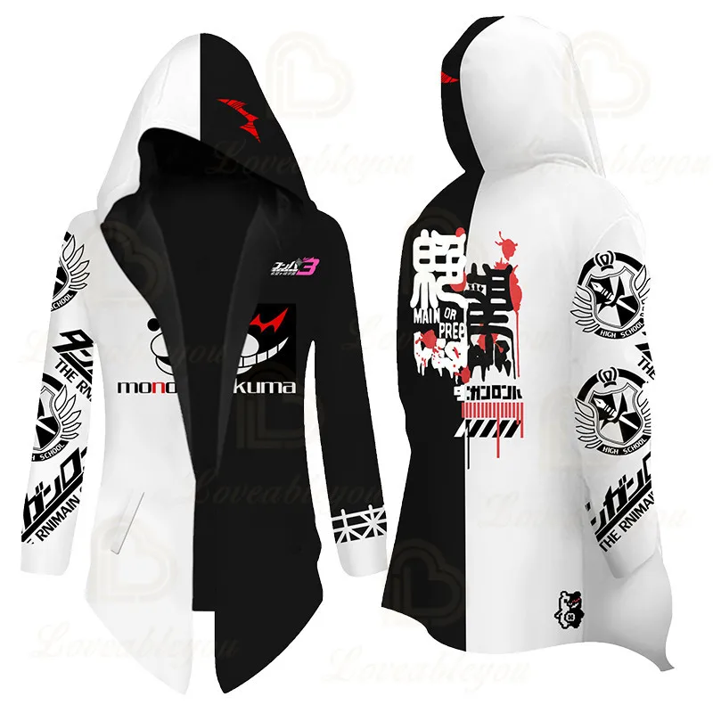 Аниме Danganronpa Косплей Монокума костюм унисекс черная куртка Белый детский
