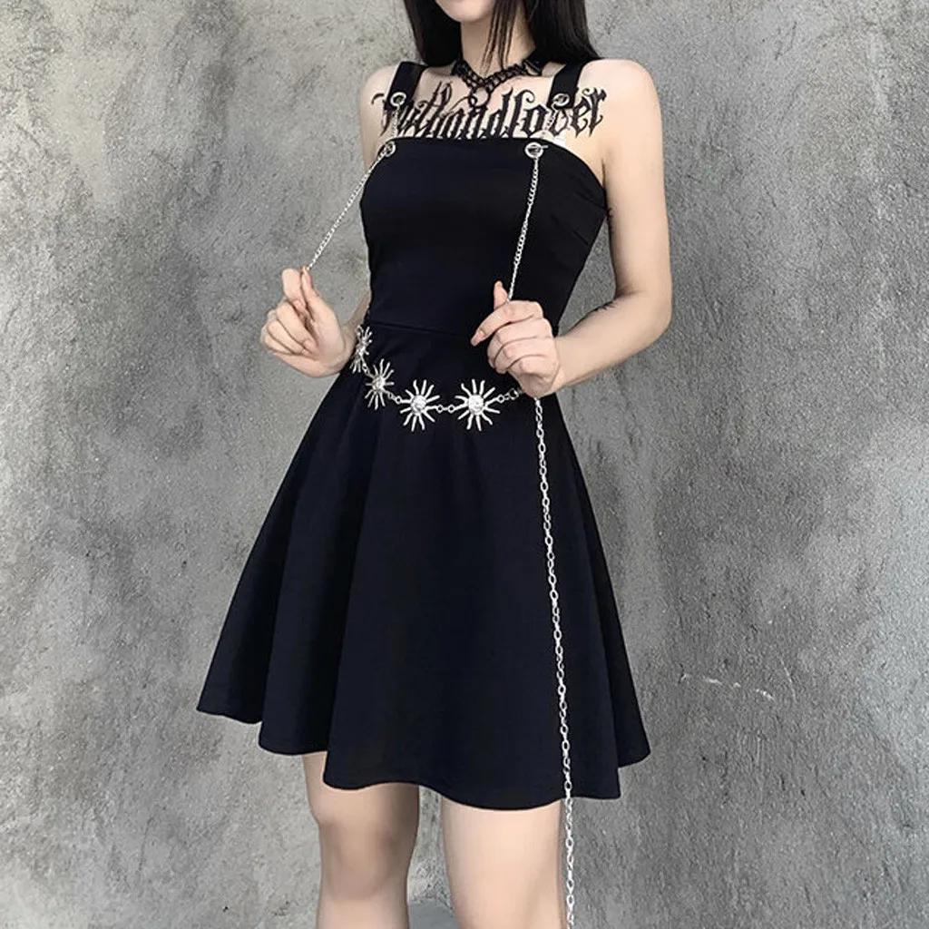Women's Dress Gothic Dresses Ladies Casual Punk Hollow Out Patchwork Short Dress With Butterfly Belt 2021
Women's Dress Gothic Dresses Ladies Casual Punk Hollow Out Patchwork Short Dress With Butterfly Belt 2021