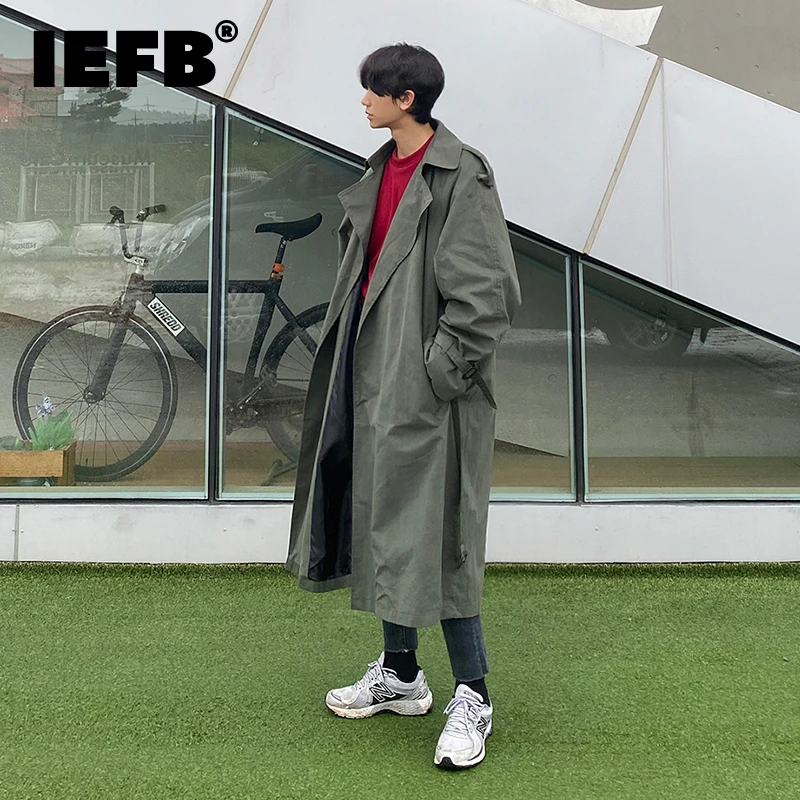 IEFB 2021 New Workwear Windbreaker With Belt Men's Loose Casual Korean Trend Fashion Autumn 2021 New Oversize Long Coats 9Y98320 
IEFB 2021 New Workwear Windbreaker With Belt Men's Loose Casual Korean Trend Fashion Autumn 2021 New Oversize Long Coats 9Y98320