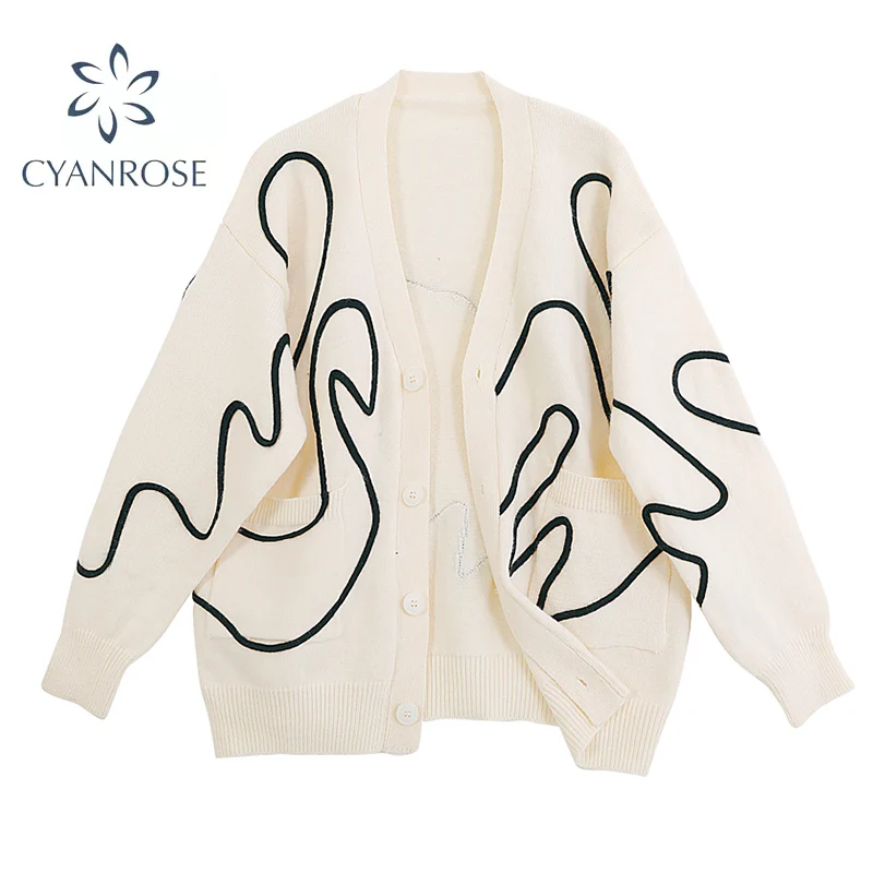 V-Neck Knitted Cardigan Pattern Women Autumn winter Long Sleeve Button 2021 Fashion Korean Solid Color Ladies Oversize Sweater
V-Neck Knitted Cardigan Pattern Women Autumn winter Long Sleeve Button 2021 Fashion Korean Solid Color Ladies Oversize Sweater