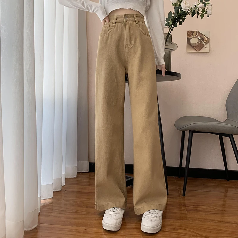 Straight-leg Pants for Womens Khaki Trousers High Waist Wide Leg Denim 2021 Korean Style Streetwear Casual Long Pants Female
Straight-leg Pants for Womens Khaki Trousers High Waist Wide Leg Denim 2021 Korean Style Streetwear Casual Long Pants Female