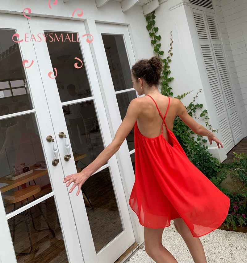 EASYSMALL Women dress Fashion Summer Beach red Sling Sexy Backless high-end party evening High Waist sleeveless Dresses 
EASYSMALL Women dress Fashion Summer Beach red Sling Sexy Backless high-end party evening High Waist sleeveless Dresses