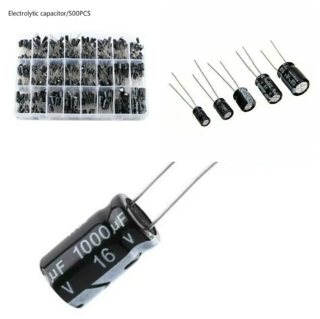 500pcs/box 0.1UF-1000UF 24 kinds Aluminum Electrolytic Capacitorsmix Assorted kit And Storage Box
500pcs/box 0.1UF-1000UF 24 kinds Aluminum Electrolytic Capacitorsmix Assorted kit And Storage Box