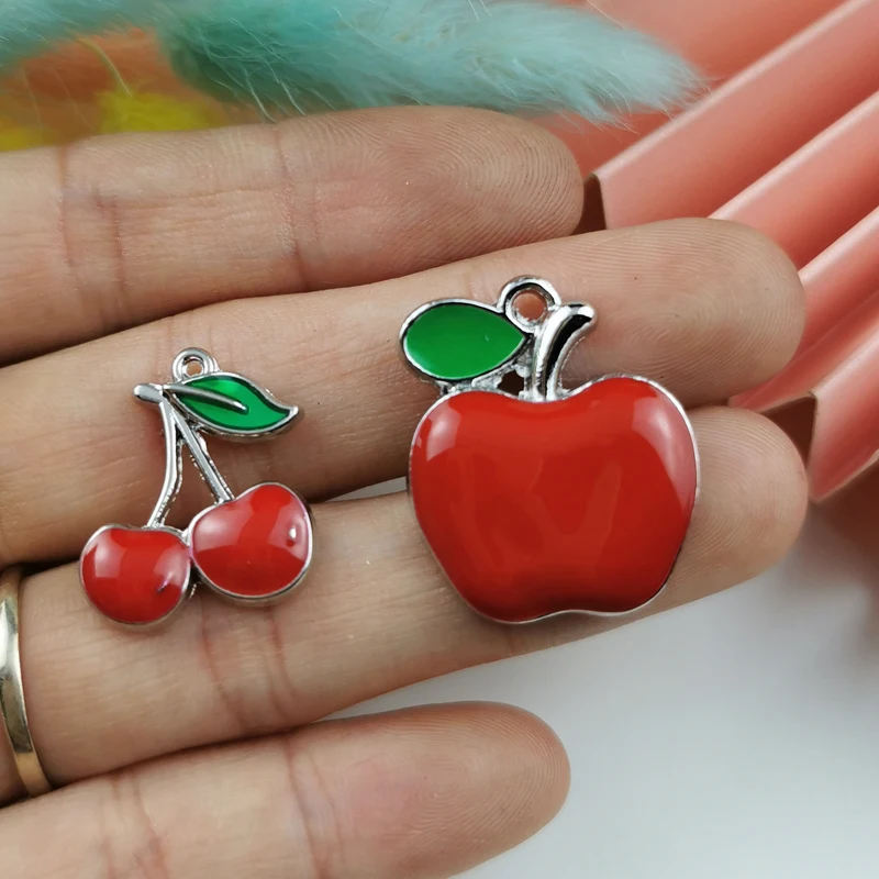 10pcs Fruit Apple Cherry Enamel Charms White K Color Alloy Pendants Fit Earrings Dangle DIY Womens Jewelry Accessory Phone Decor
10pcs Fruit Apple Cherry Enamel Charms White K Color Alloy Pendants Fit Earrings Dangle DIY Womens Jewelry Accessory Phone Decor