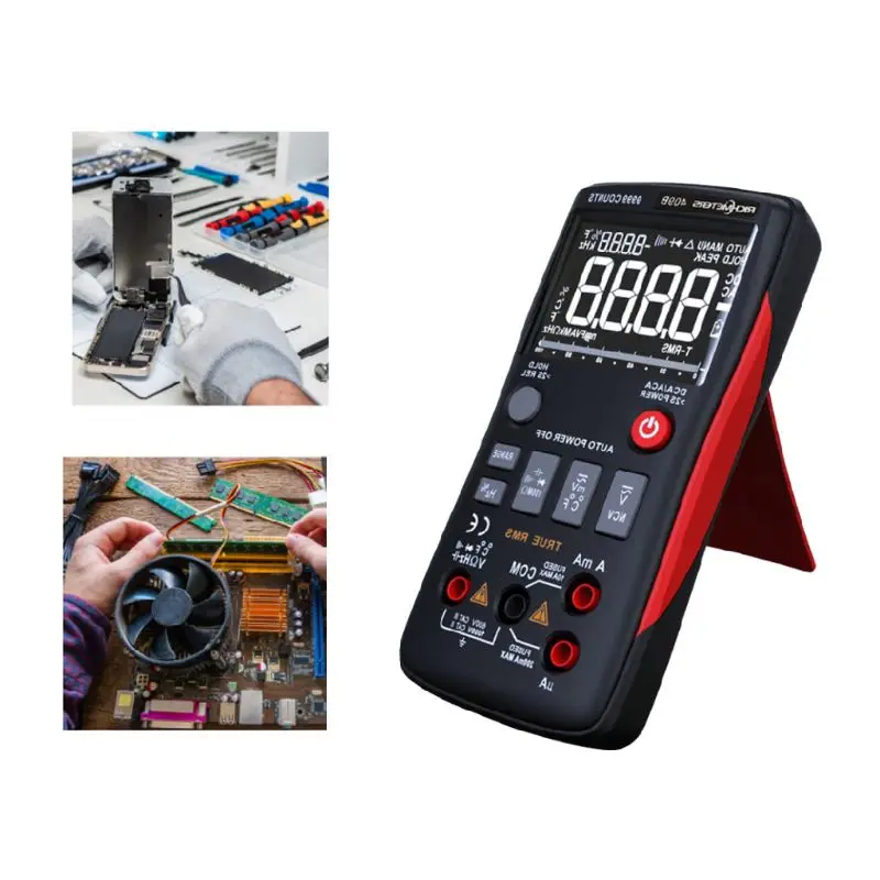 RM409B Digital Multimeter Button 9999 Counts Accuracy Measuring With Analog Bar Graph AC DC Voltage Ammeter Current Ohm Auto Man
RM409B Digital Multimeter Button 9999 Counts Accuracy Measuring With Analog Bar Graph AC DC Voltage Ammeter Current Ohm Auto Man