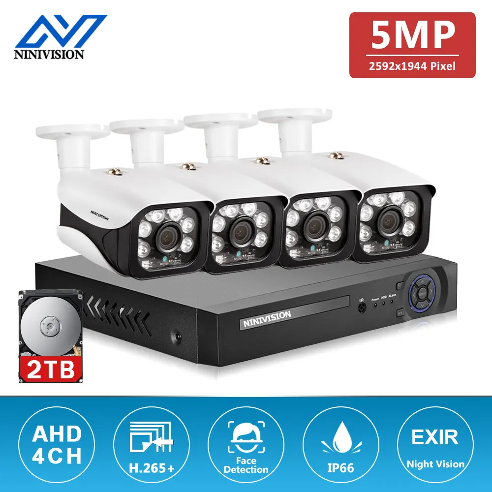 NINIVISION 4CH 5MP DVR Security Camera System Kit AHD Camera IR Outdoor Waterproof CCTV Video Surveillance DVR Set
NINIVISION 4CH 5MP DVR Security Camera System Kit AHD Camera IR Outdoor Waterproof CCTV Video Surveillance DVR Set