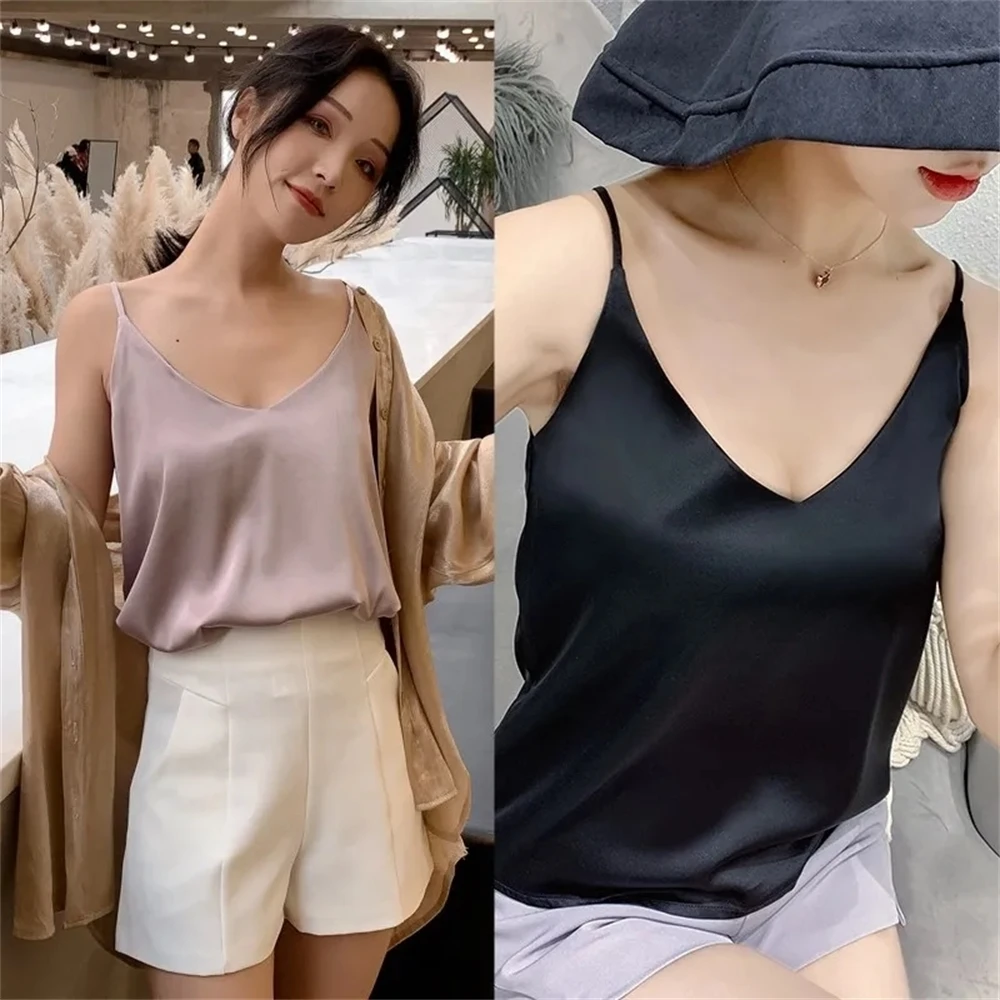 Satin Beauty Back Sleeveless Camisole Women's Outer Wear Exposed off white streetwear cropped feminino Best On Sale New
Satin Beauty Back Sleeveless Camisole Women's Outer Wear Exposed off white streetwear cropped feminino Best On Sale New