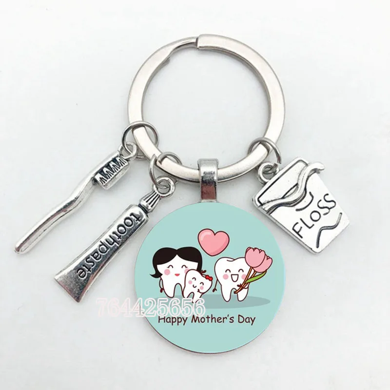 25mm Handmade Cute Tooth Cleaning Promotion Key Chain Dentist Souvenir Gift Ring Angel Pendant Toothpaste Toothbrush L | Украшения и