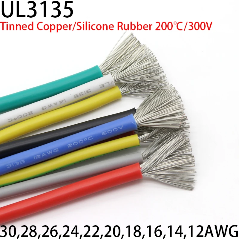2M/5M UL3135 Silicone Rubber Copper Wire 30 28 26 24 22 20 18 16 14 12 AWG Soft LED Lamp Lighting Electron Insulated Cable 
2M/5M UL3135 Silicone Rubber Copper Wire 30 28 26 24 22 20 18 16 14 12 AWG Soft LED Lamp Lighting Electron Insulated Cable