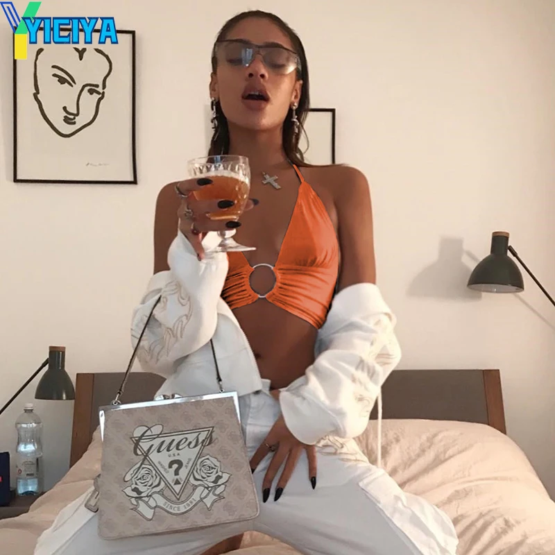Orange Sexy Crop Tank Top Halter Backless Women Fashion Bandage Cropped Top Woman Sleeveless Croptop Streetwear Summer Patry
Orange Sexy Crop Tank Top Halter Backless Women Fashion Bandage Cropped Top Woman Sleeveless Croptop Streetwear Summer Patry