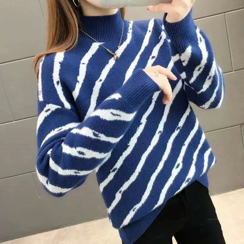 Autumn Women Sweaters Winter Loose Knitted Pullover Striped Sweater Plus Size Women Sweaters
Autumn Women Sweaters Winter Loose Knitted Pullover Striped Sweater Plus Size Women Sweaters