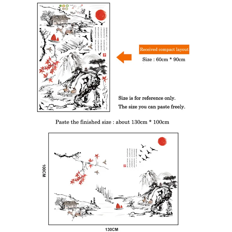 Chinese style Ink painting landscape art Wall Stickers Living room Bedroom background for home decoration Mural Decals wallpaper
Chinese style Ink painting landscape art Wall Stickers Living room Bedroom background for home decoration Mural Decals wallpaper