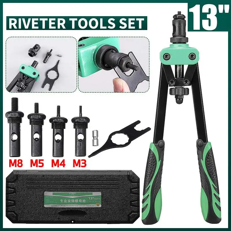 13inch M3/M4/M5/M8 Riveter Gun Blind Automatic Riveter Tool Hand Insert Rivet Tools Set Heavy Duty Manual Mandrels Ram Pliers
13inch M3/M4/M5/M8 Riveter Gun Blind Automatic Riveter Tool Hand Insert Rivet Tools Set Heavy Duty Manual Mandrels Ram Pliers