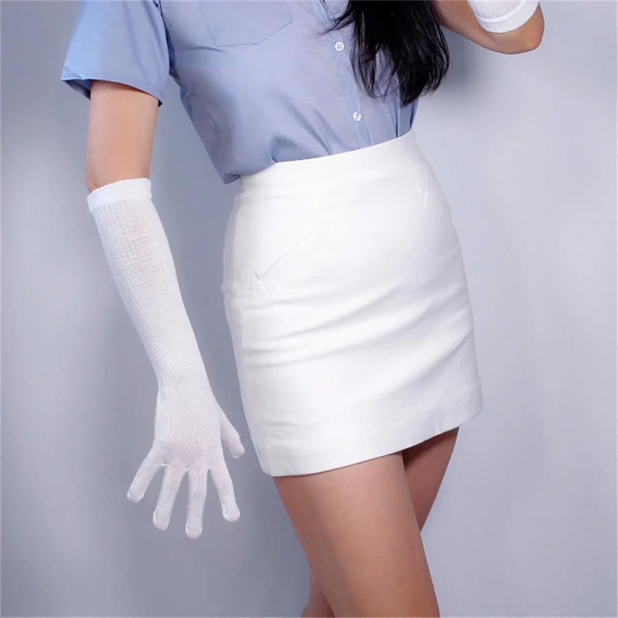 Перчатки шерстяные женские вязаные высокой эластичности светло-розовые 40 см Z40-1 |