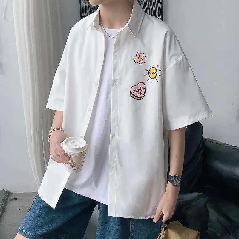 Fashion Blue Shirt Oversize Kahaki Shirts Funny Japanese Men Shirts Short Sleeve Shirt Summer Loose Punk Blouse Shirt Male
Fashion Blue Shirt Oversize Kahaki Shirts Funny Japanese Men Shirts Short Sleeve Shirt Summer Loose Punk Blouse Shirt Male