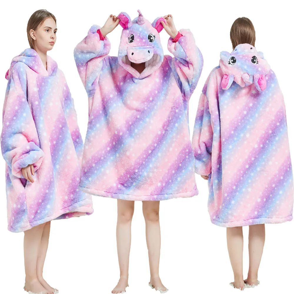 Animal Cartoon Blanket Adults Unicorn Blanket Flannel Hoodie Robes Women Pajamas Warm Soft Homewear Couple Hooded Sleepwear
Animal Cartoon Blanket Adults Unicorn Blanket Flannel Hoodie Robes Women Pajamas Warm Soft Homewear Couple Hooded Sleepwear