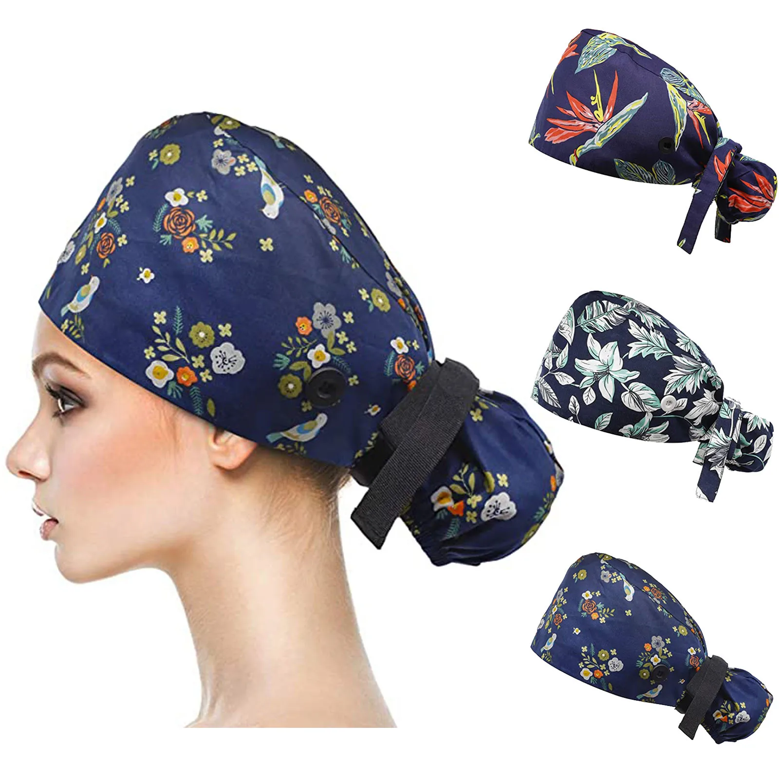Hats For Women Fashion Cotton Printed Nurse Hat Scrubs Cap Buttons Bouffant Hat Sweatband Gorro quirrgico 
Hats For Women Fashion Cotton Printed Nurse Hat Scrubs Cap Buttons Bouffant Hat Sweatband Gorro quirrgico