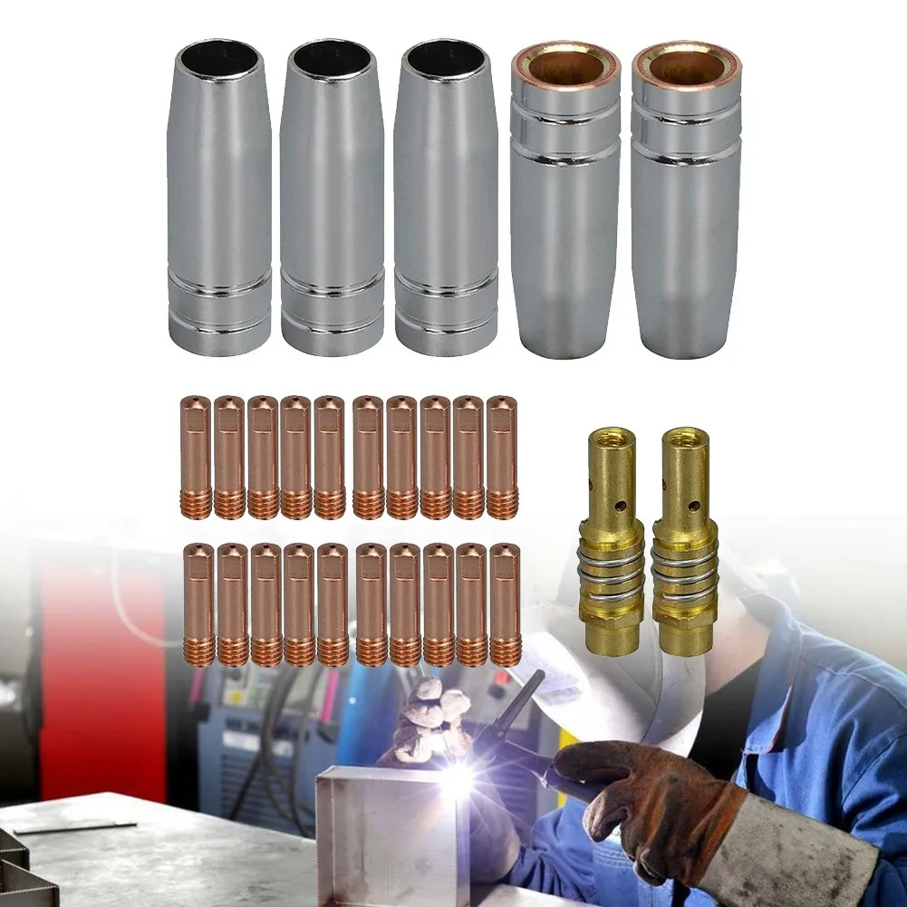 27pcs Welding Nozzles MB15 MIG Consumables Part Kit Contact Tips Shroud Nozzle Holder Spares Sleeve Rod Tool Set High Quality
27pcs Welding Nozzles MB15 MIG Consumables Part Kit Contact Tips Shroud Nozzle Holder Spares Sleeve Rod Tool Set High Quality