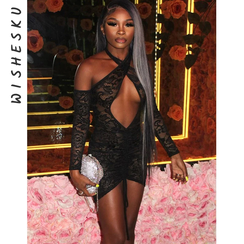 Женское мини-платье с лямкой на шее, откровенное Прозрачное платье с открытыми плечами, длинным рукавом и рюшами, весна-осень 2022
Женское мини-платье с лямкой на шее, откровенное Прозрачное платье с открытыми плечами, длинным рукавом и рюшами, весна-осень 2022