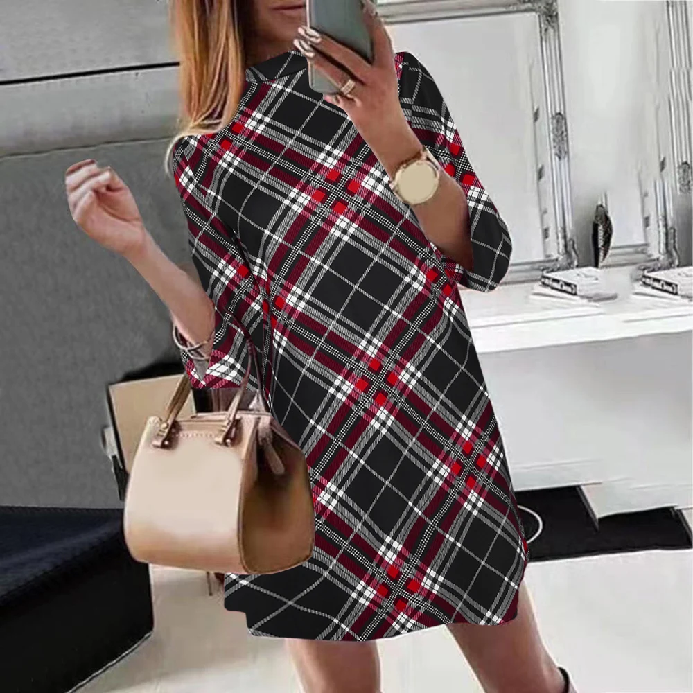 Autumn Fashion Plaid Casual Loose Dress Autumn Spring Women's Turtleneck Long Sleeve Dress Office Ladies Elegant Casual Vestidos
Autumn Fashion Plaid Casual Loose Dress Autumn Spring Women's Turtleneck Long Sleeve Dress Office Ladies Elegant Casual Vestidos