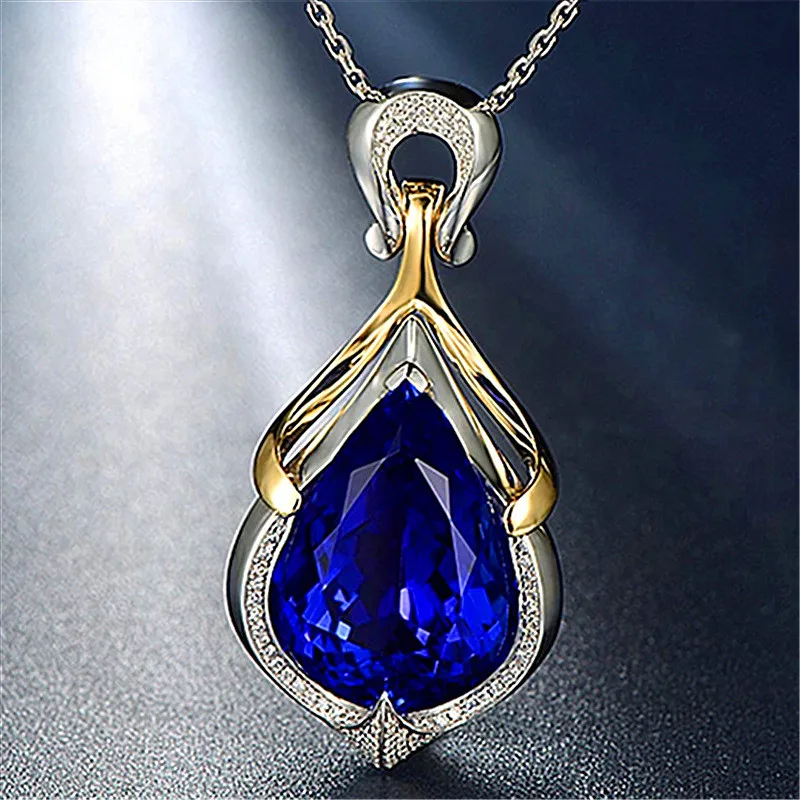 Vintage Female Geometry Pendant Necklace Gold Silver Color Chain Necklaces For Women Cool Blue Crystal Stone Wedding Necklace
Vintage Female Geometry Pendant Necklace Gold Silver Color Chain Necklaces For Women Cool Blue Crystal Stone Wedding Necklace