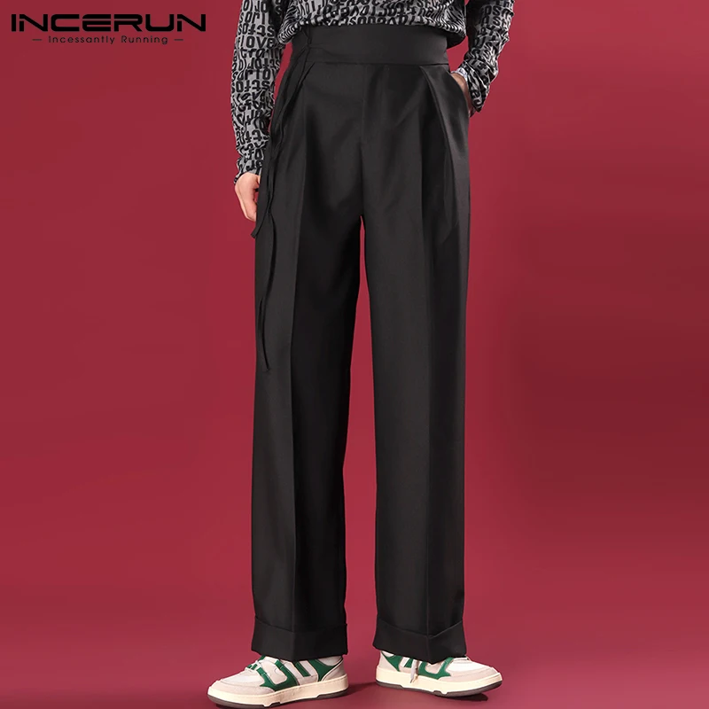 Брюки INCERUN мужские прямые с завышенной талией, универсальные простые однотонные удобные штаны с широкими штанинами, в Корейском стиле
Брюки INCERUN мужские прямые с завышенной талией, универсальные простые однотонные удобные штаны с широкими штанинами, в Корейском стиле