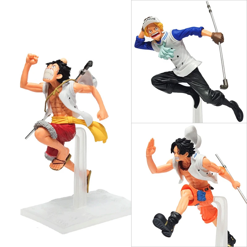 

18CM One Piece Anime Figure Toys Monkey D Luffy Portgas Ace Sabo Running Brother Collectible Figure Model Dolls Gifts